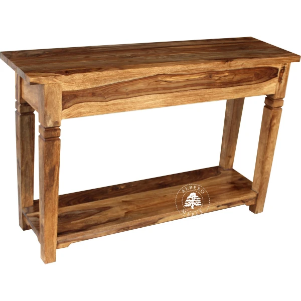 Długa kolonialna konsola z litego drewna palisander z dolna