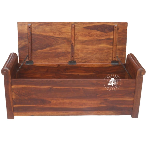 Rustykalna skrzynia do przedpokoju z drewna palisander indyj