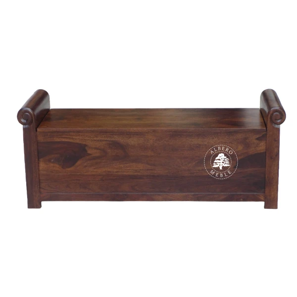 Rustykalna skrzynia do przedpokoju z drewna palisander indyj