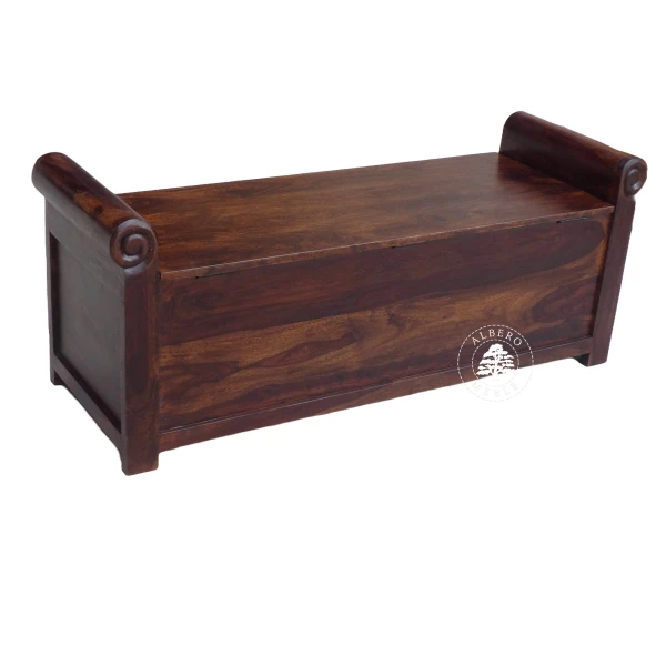 Rustykalna skrzynia do przedpokoju z drewna palisander indyj