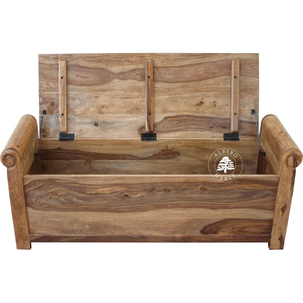 Rustykalna skrzynia do przedpokoju z drewna palisander indyj