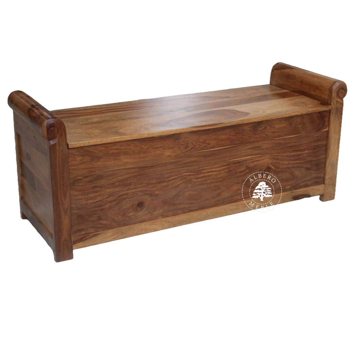 Rustykalna skrzynia do przedpokoju z drewna palisander indyj