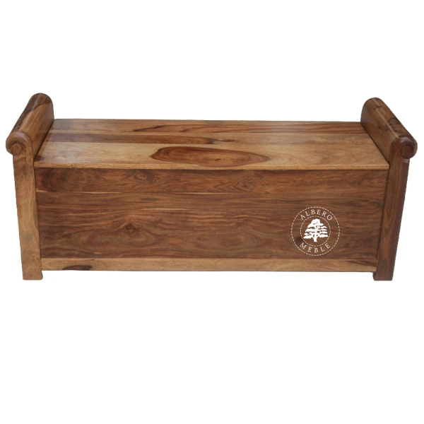 Rustykalna skrzynia do przedpokoju z drewna palisander indyj