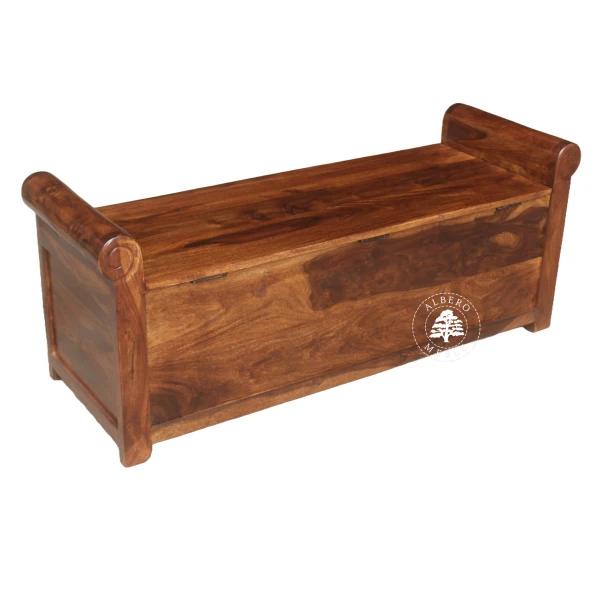 Rustykalna skrzynia do przedpokoju z drewna palisander indyj