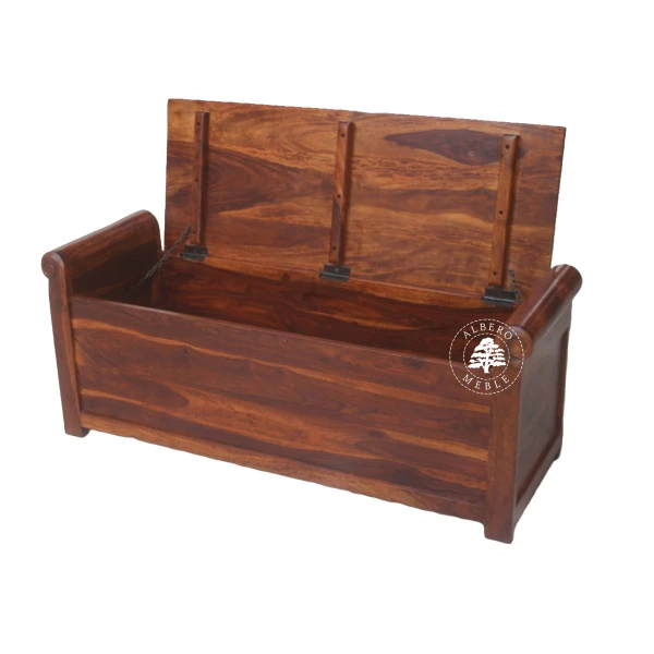 Rustykalna skrzynia do przedpokoju z drewna palisander indyj