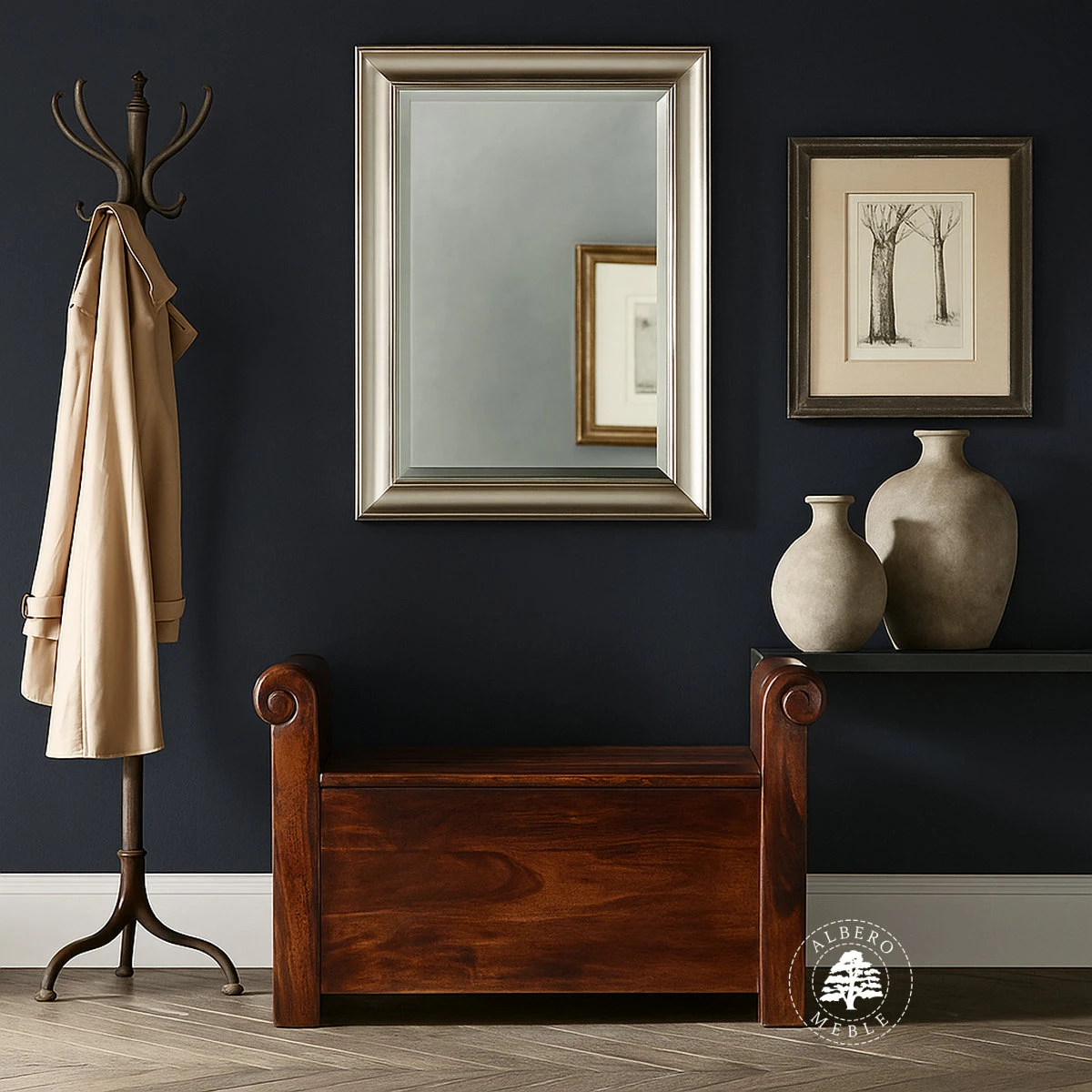 Mała skrzynia wykonana z drewna palisander indyjski