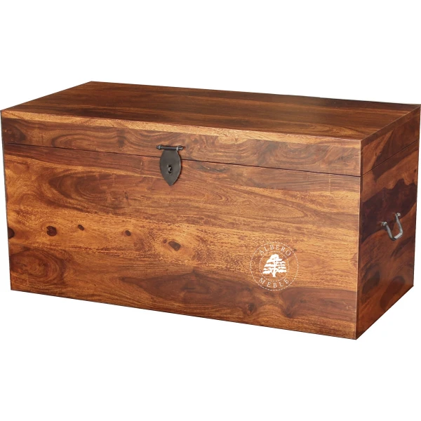 Prostokątna nowoczesna skrzynia z drewna palisandrowego