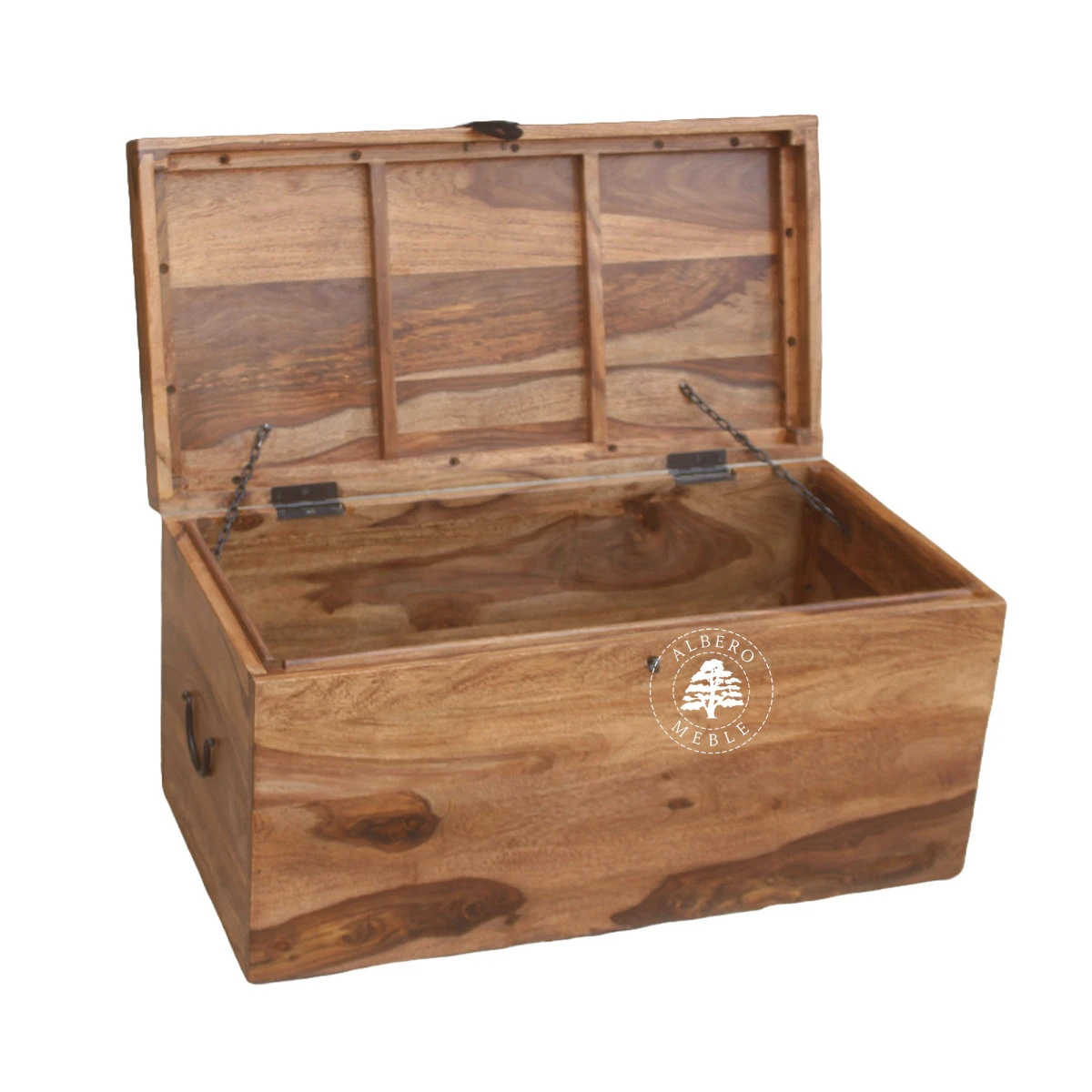 Prostokątna nowoczesna skrzynia z drewna palisandrowego