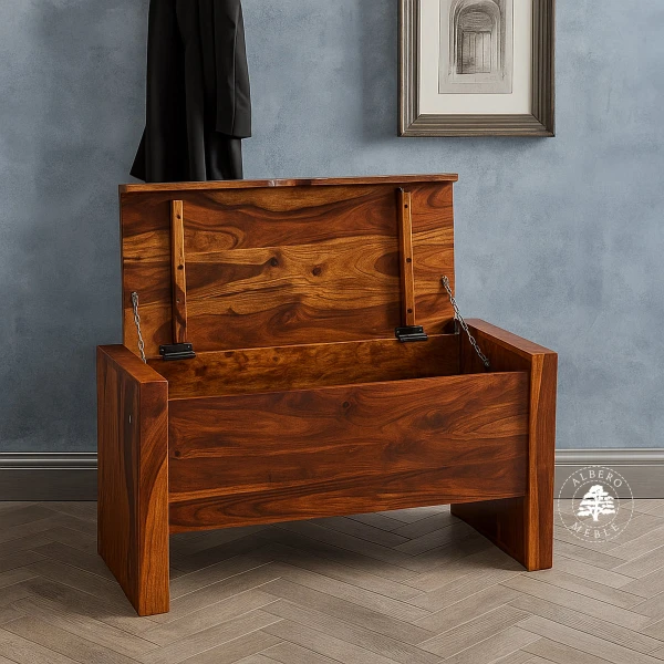 Nowoczesna skrzynia z drewna litego palisander na obuwie do 