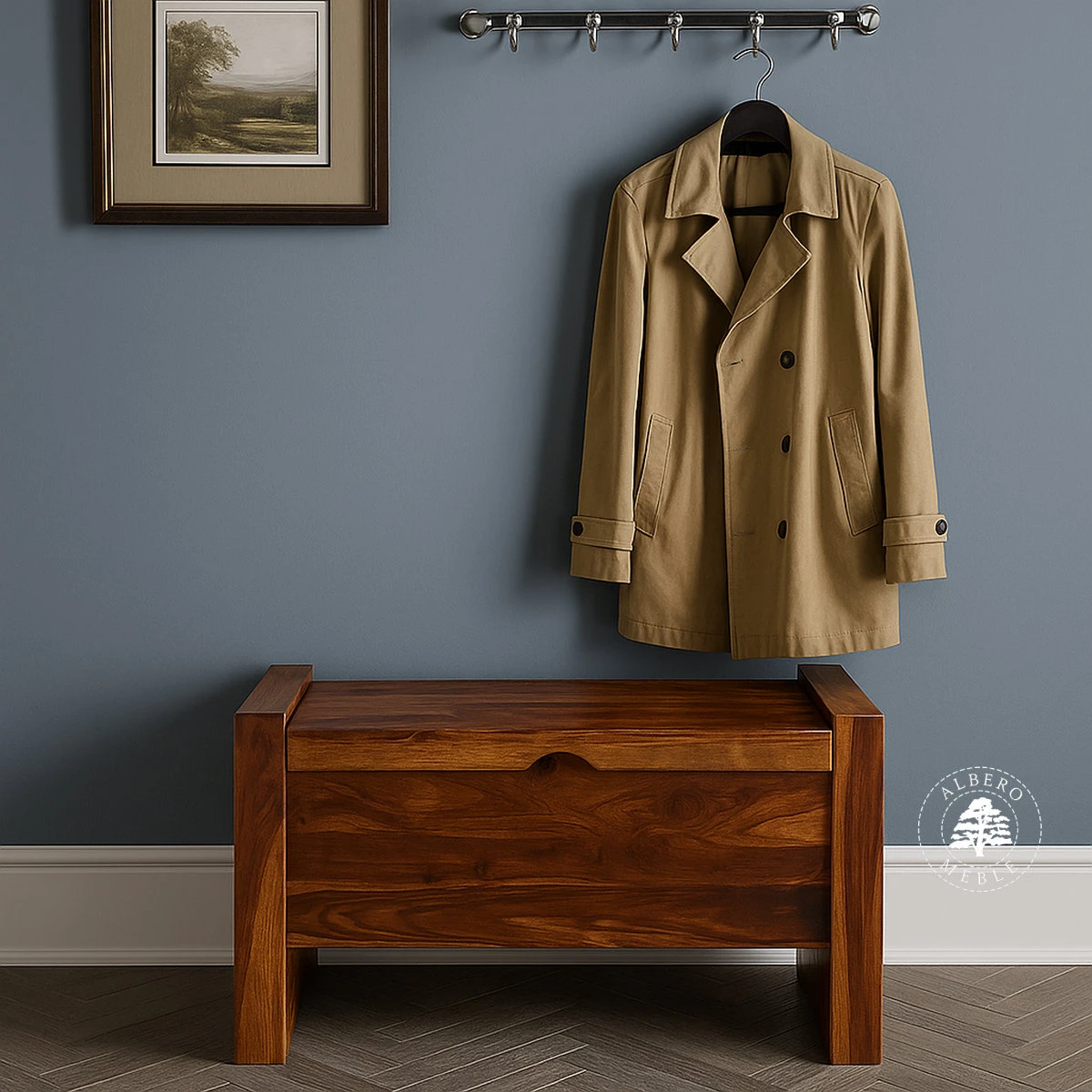 Nowoczesna skrzynia z drewna litego palisander na obuwie do 