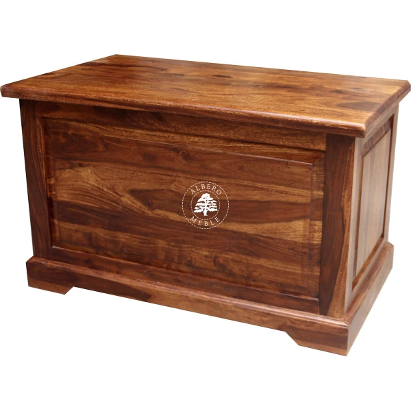 Kolonialna wysoka skrzynia z drewna litego palisander do syp