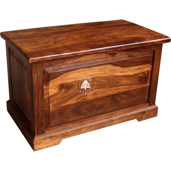 Kolonialna wysoka skrzynia z drewna litego palisander do syp