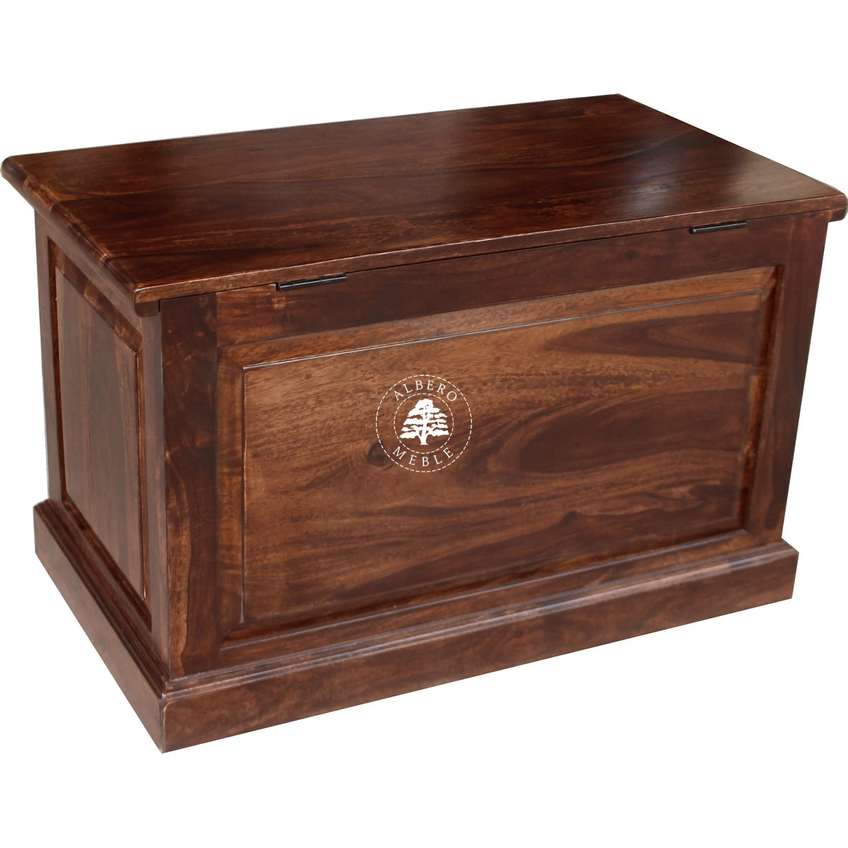 Kolonialna wysoka skrzynia z drewna litego palisander do syp