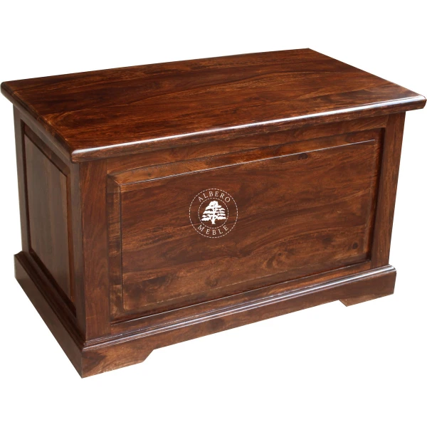Kolonialna wysoka skrzynia z drewna litego palisander do syp