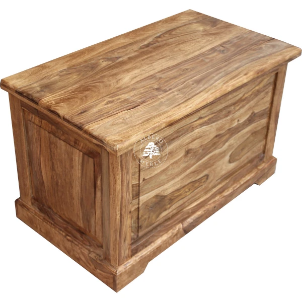 Kolonialna wysoka skrzynia z drewna litego palisander do syp