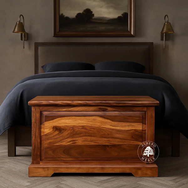 Kolonialna wysoka skrzynia z drewna litego palisander do syp