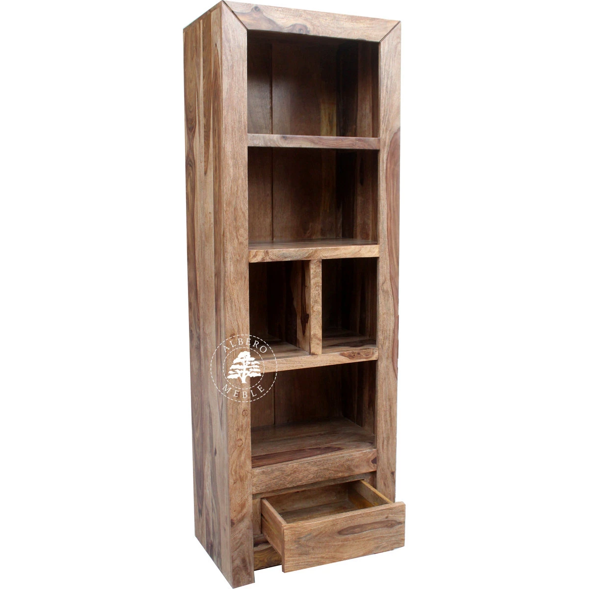 Wąski Regał Drewniany w Nowoczesnym Designie