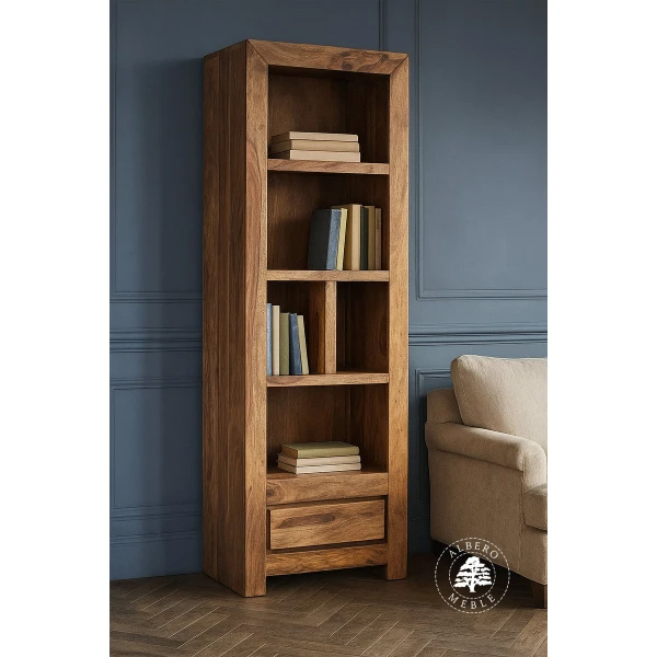 Wąski Regał Drewniany w Nowoczesnym Designie