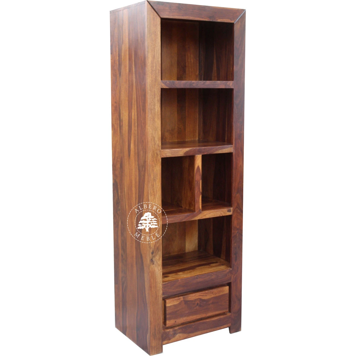 Wąski Regał Drewniany w Nowoczesnym Designie