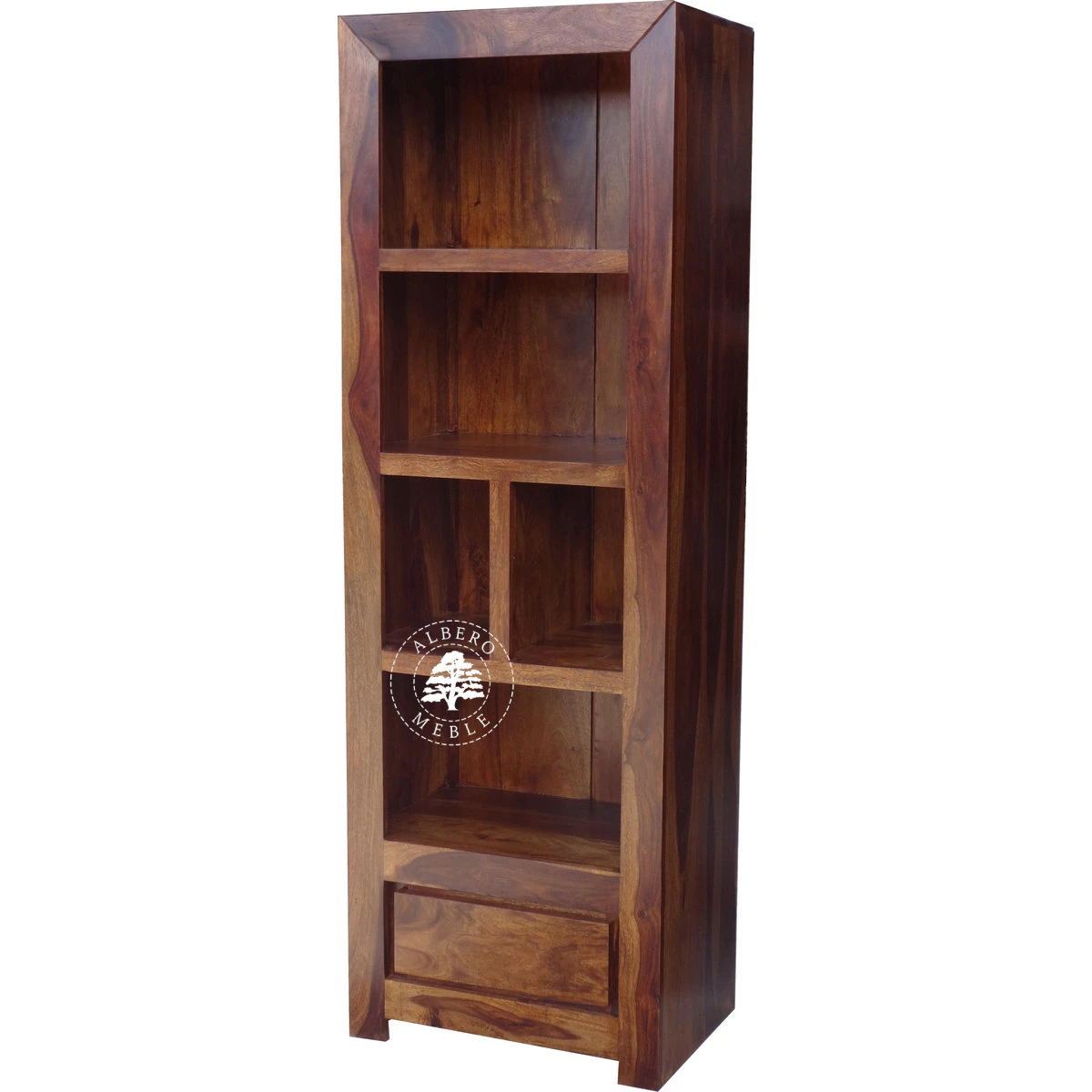 Wąski Regał Drewniany w Nowoczesnym Designie