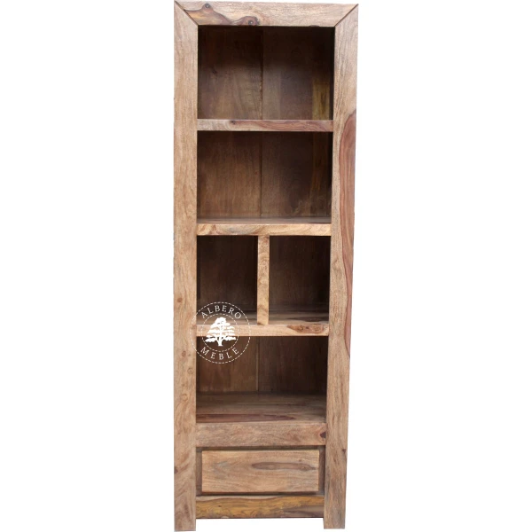 Wąski Regał Drewniany w Nowoczesnym Designie