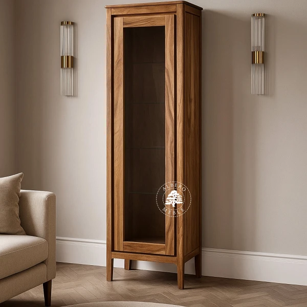 Wąska Witryna na nóżkach z naturalnego drewna