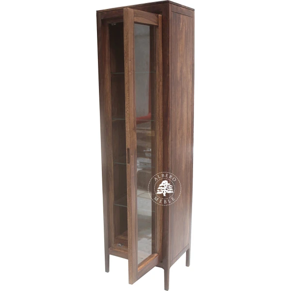 Wąska Witryna na nóżkach z naturalnego drewna