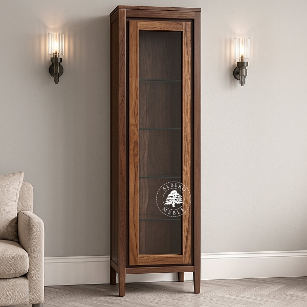 Wąska Witryna na nóżkach z naturalnego drewna