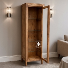 Wąska Witryna na nóżkach z naturalnego drewna