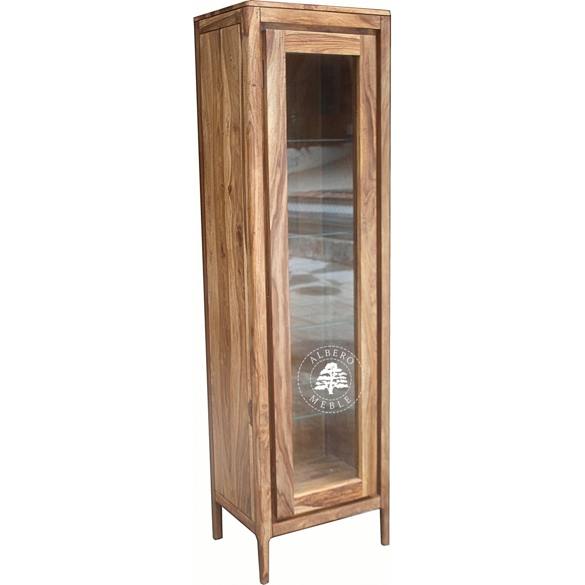 Wąska Witryna na nóżkach z naturalnego drewna