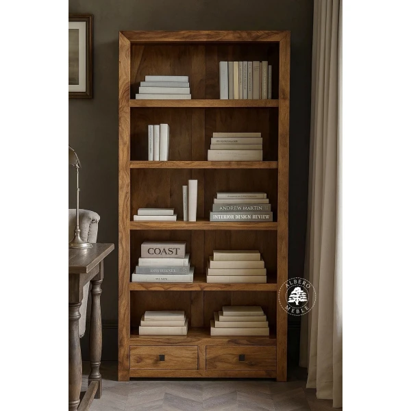 Płytki Regał Modernistyczny z Drewna litego z Szufladami