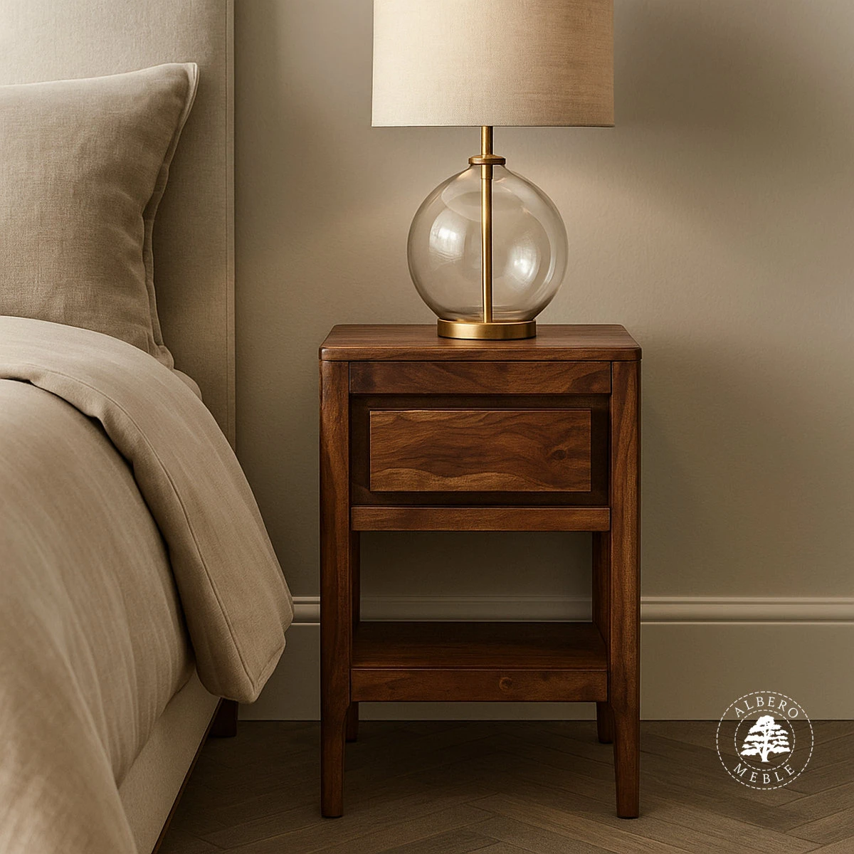 Szafka nocna CITY na nóżkach z naturalnego drewna palisand