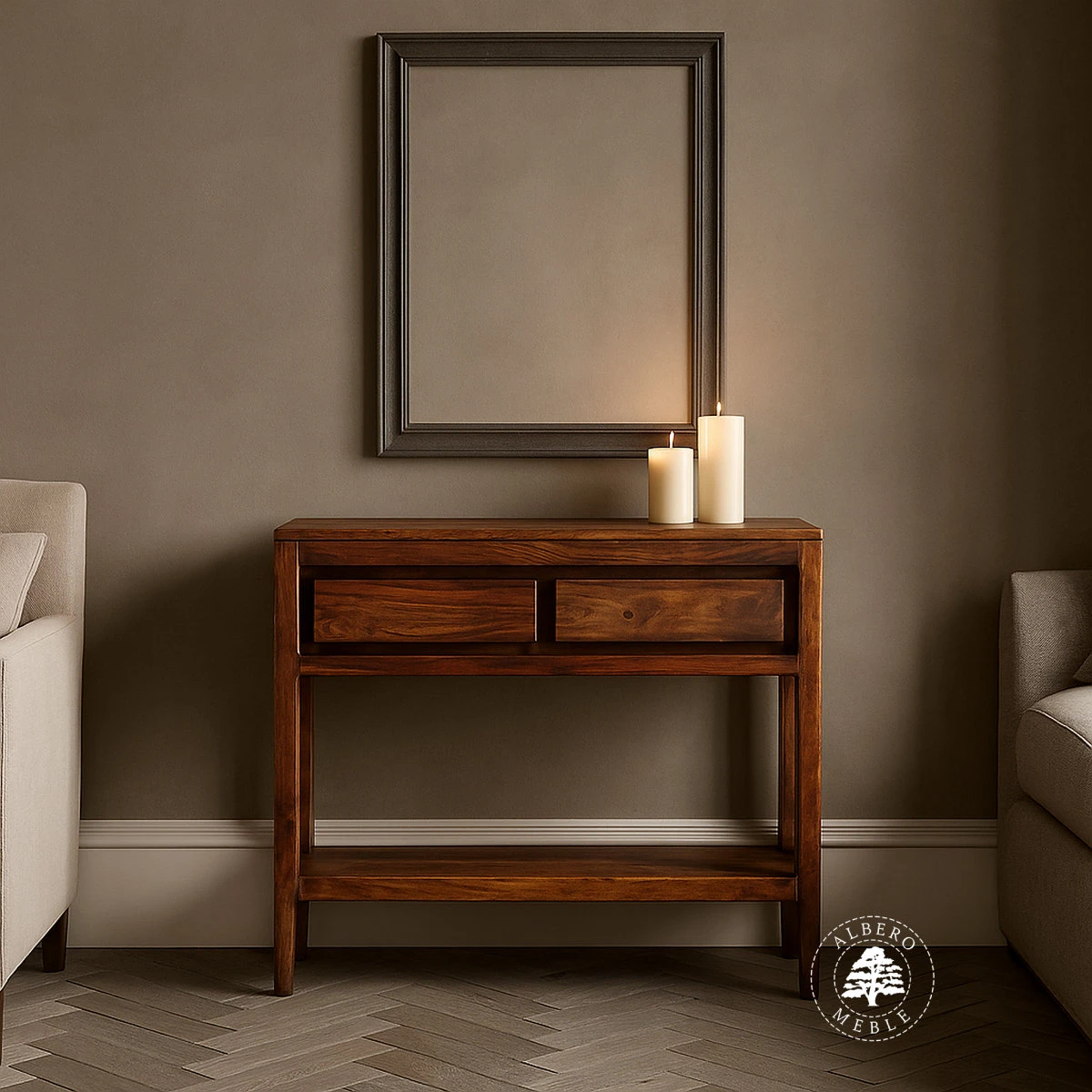 Konsola CITY na nóżkach z naturalnego drewna