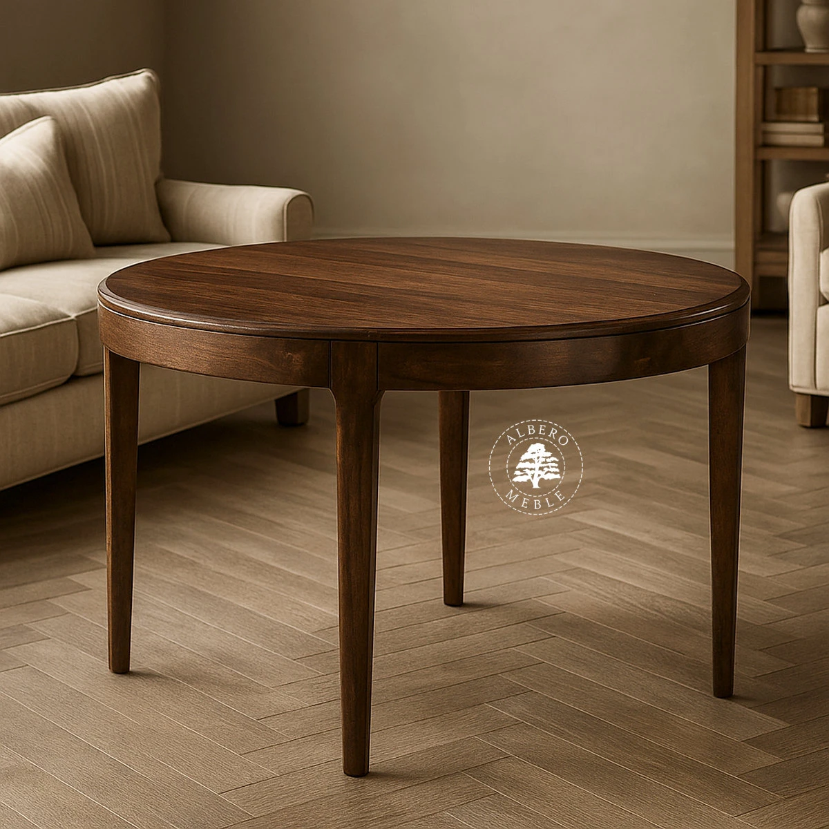 Nowoczesny okrągły stół CITY z litego drewna