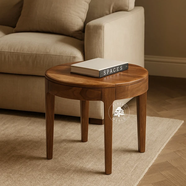 Okrągły stolik kawowy na nóżkach CITY z naturalnego drew