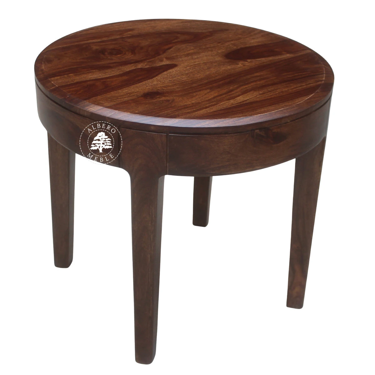 Okrągły stolik kawowy na nóżkach CITY z naturalnego drew