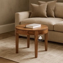 Okrągły stolik kawowy na nóżkach CITY z naturalnego drew
