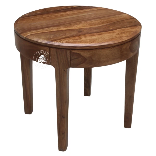 Okrągły stolik kawowy na nóżkach CITY z naturalnego drew