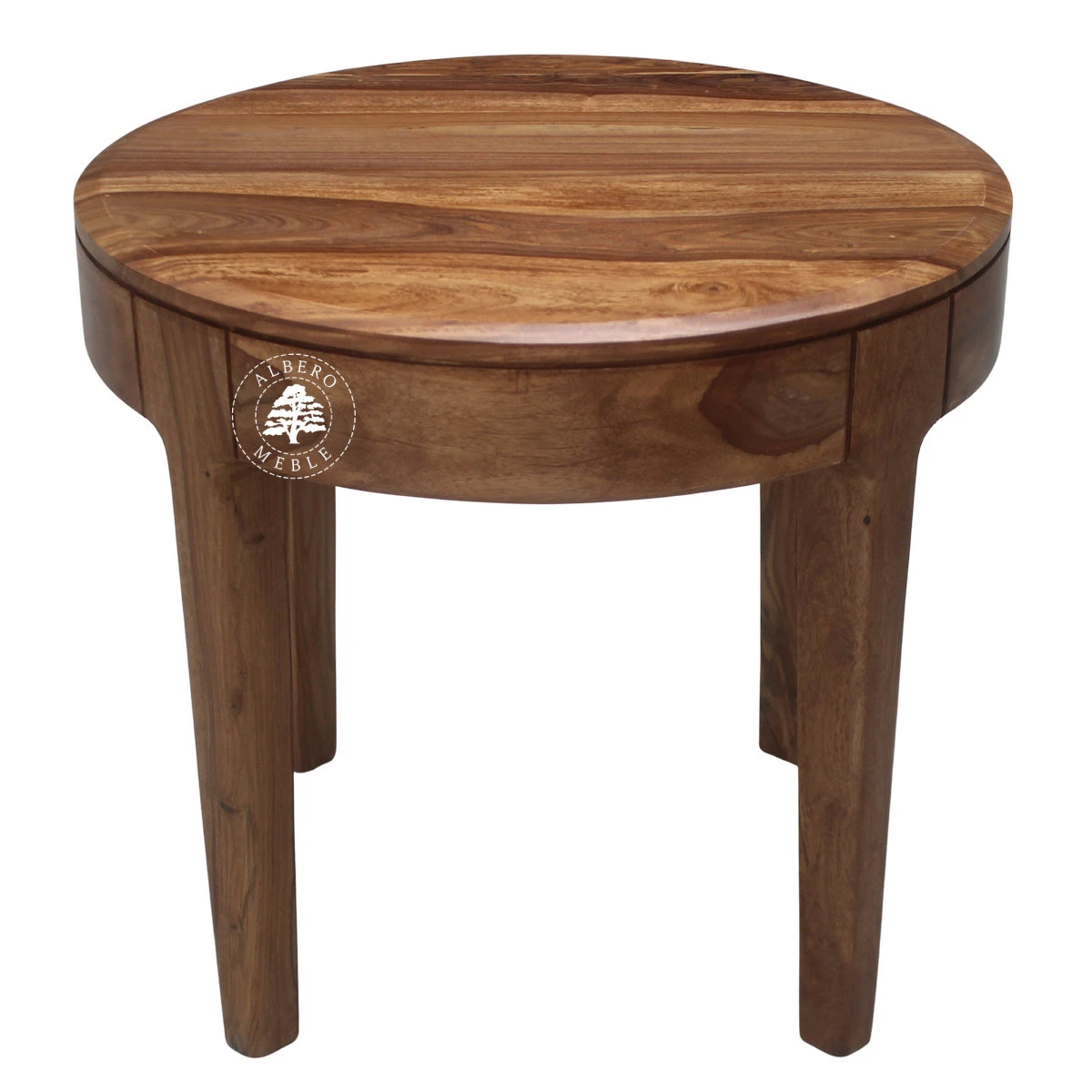 Okrągły stolik kawowy na nóżkach CITY z naturalnego drew