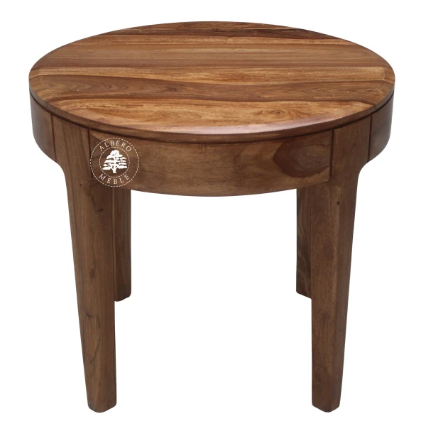 Okrągły stolik kawowy na nóżkach CITY z naturalnego drew