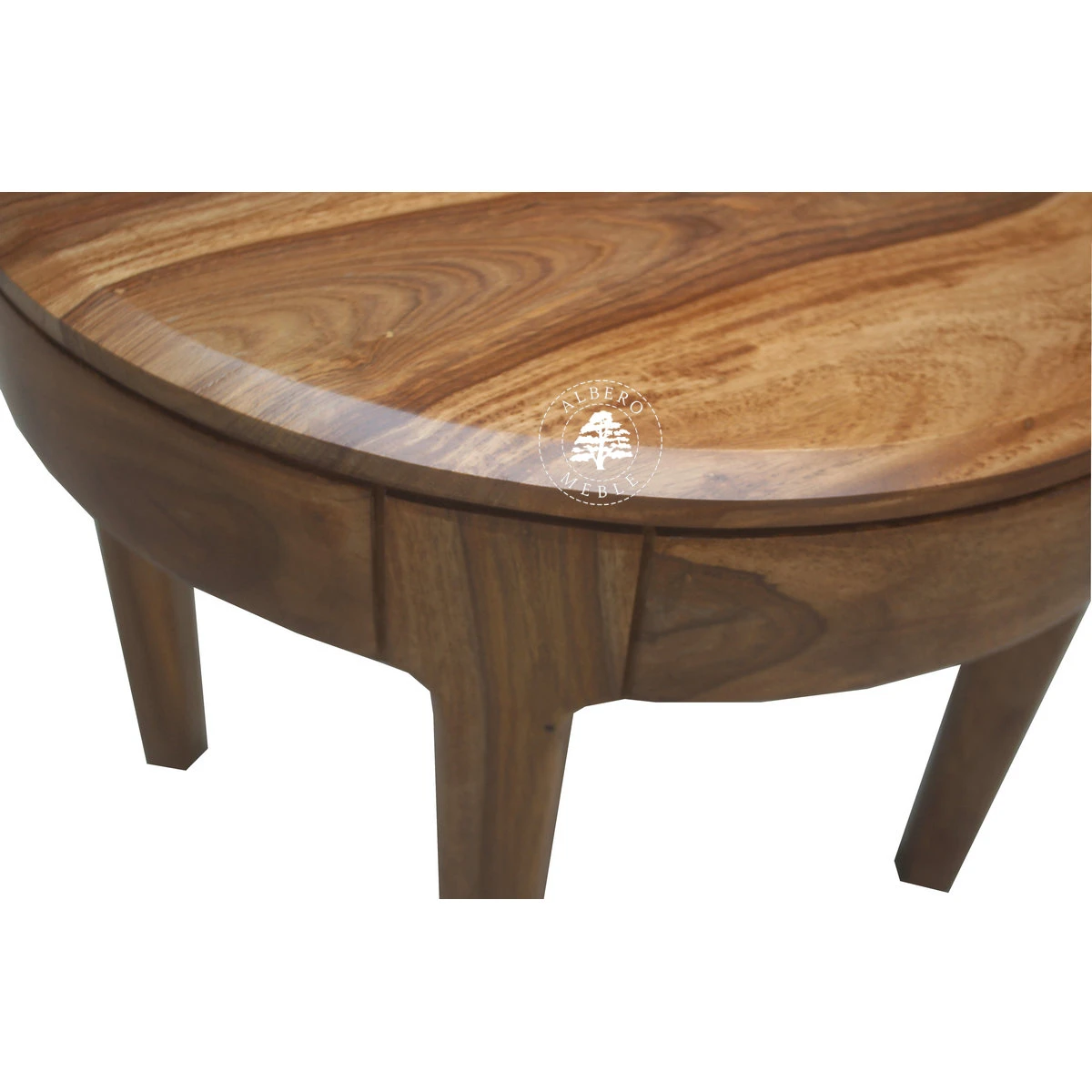 Okrągły stolik kawowy na nóżkach CITY z naturalnego drew