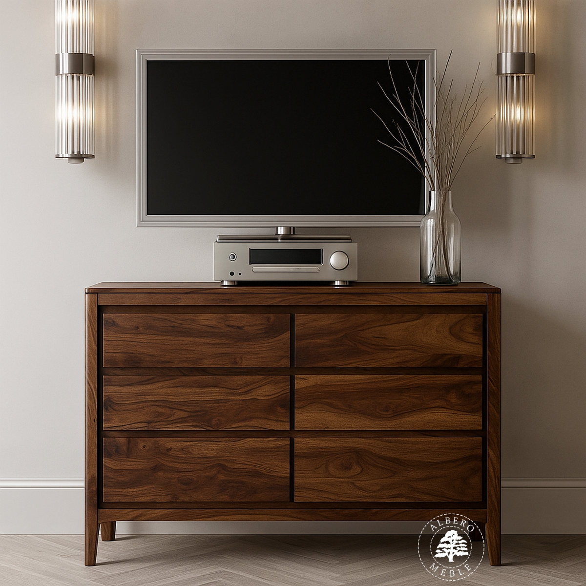 Drewniana komoda na nóżkach z szufladami CITY