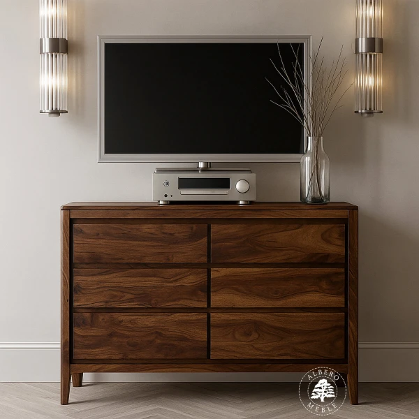 Drewniana komoda na nóżkach z szufladami CITY