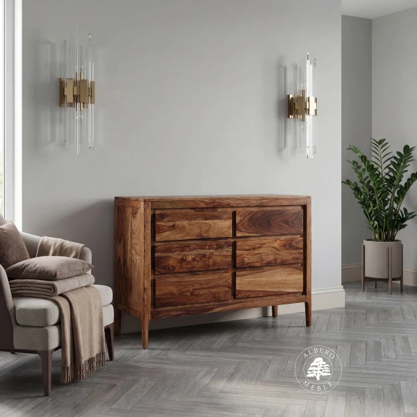 Drewniana komoda na nóżkach z szufladami CITY