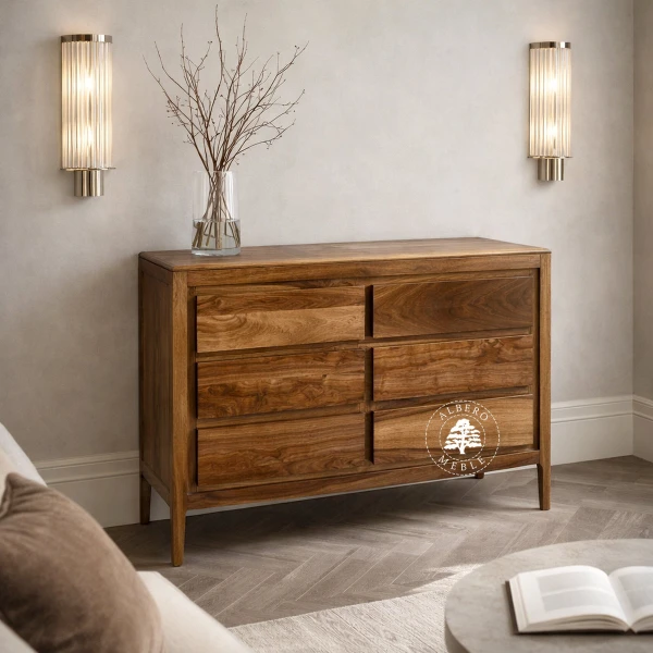 Drewniana komoda na nóżkach z szufladami CITY