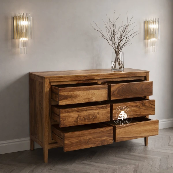 Drewniana komoda na nóżkach z szufladami CITY