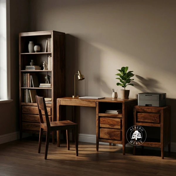 Biurko z naturalnego drewna egzotycznego