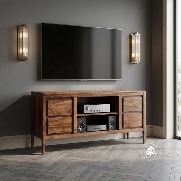 Szafka RTV CITY z drewna palisandrowego na nóżkach