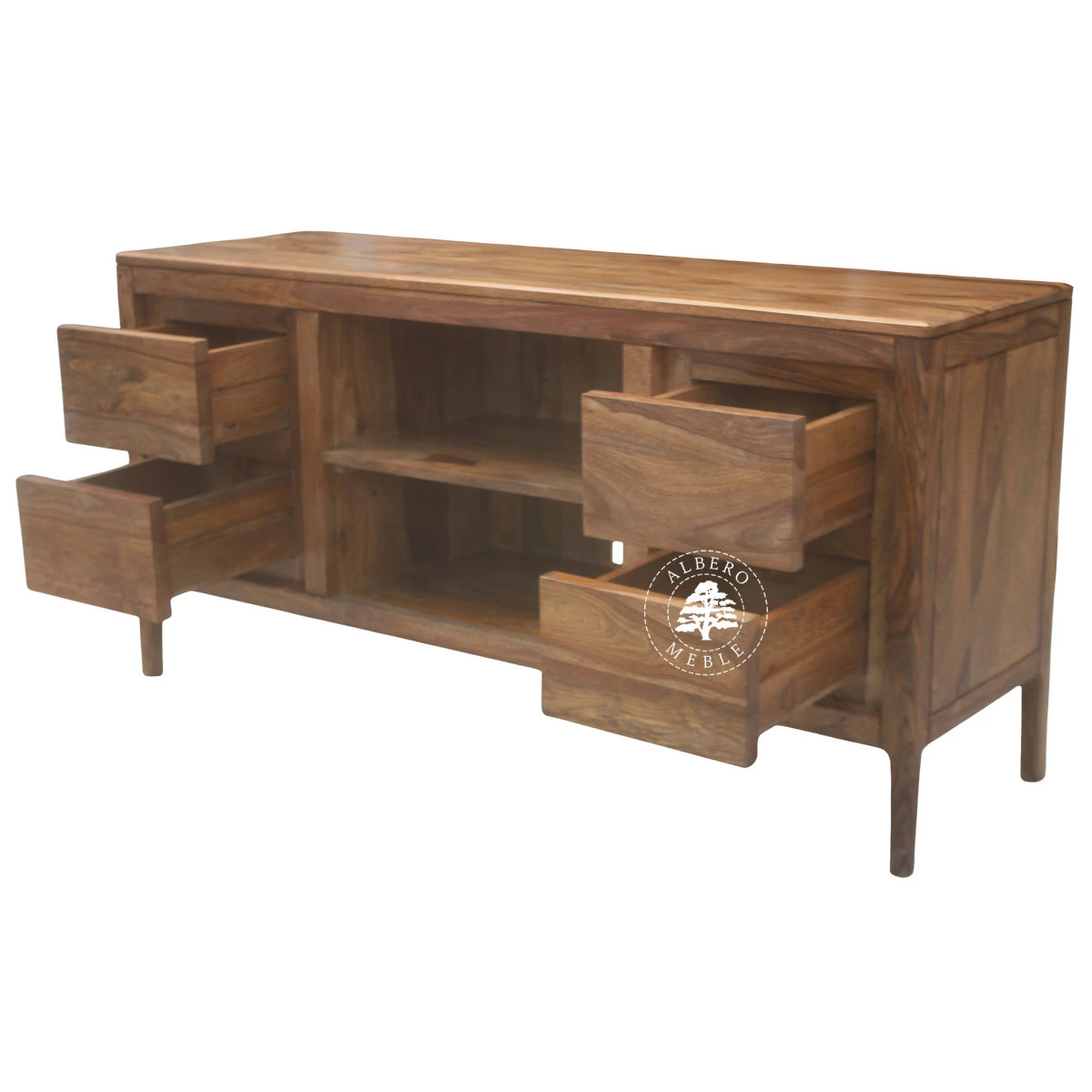 Szafka RTV CITY z drewna palisandrowego na nóżkach