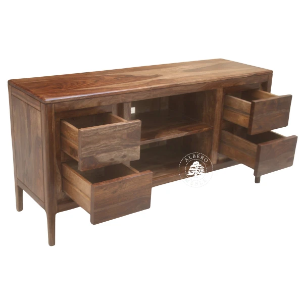 Szafka RTV CITY z drewna palisandrowego na nóżkach